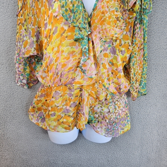 Milly Womens Silk Pastel Confetti Blouson & Matching Tank Under Sz 10 V/Neck - Picture 3 of 15